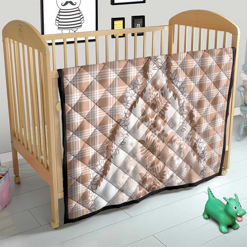 Aloha Hawaii Palaka Quilt Beige Plumeria Lei - Polynesian Pride