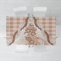 Aloha Hawaii Palaka Tablecloth Beige Plumeria Lei - Polynesian Pride