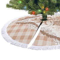 Aloha Hawaii Palaka Tree Skirt Beige Plumeria Lei - Polynesian Pride