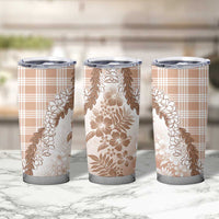 Aloha Hawaii Palaka Tumbler Cup Beige Plumeria Lei - Polynesian Pride