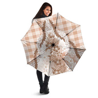 Aloha Hawaii Palaka Umbrella Beige Plumeria Lei - Polynesian Pride