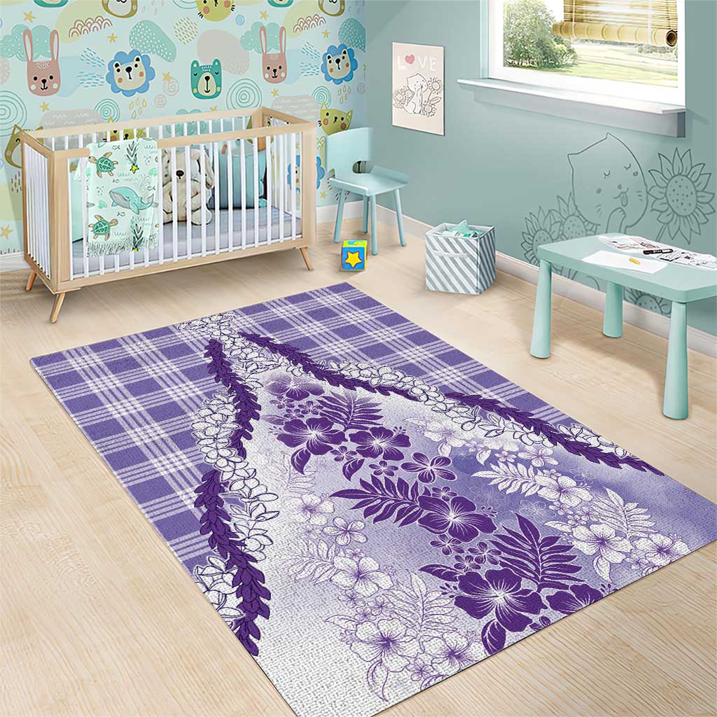 Aloha Hawaii Palaka Area Rug Purple Plumeria Lei - Polynesian Pride