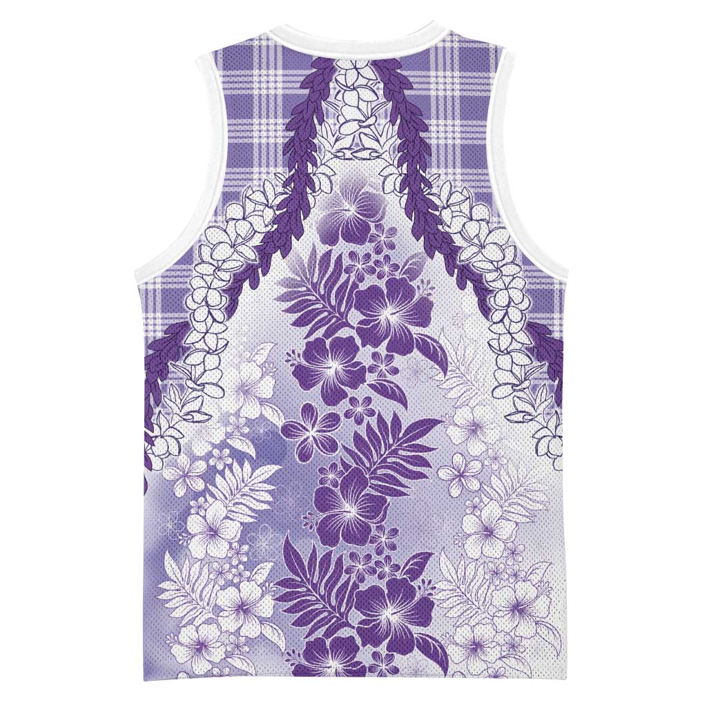 Aloha Hawaii Palaka Basketball Jersey Purple Plumeria Lei - Polynesian Pride