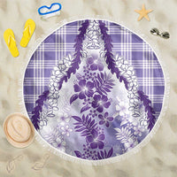 Aloha Hawaii Palaka Beach Blanket Purple Plumeria Lei - Polynesian Pride