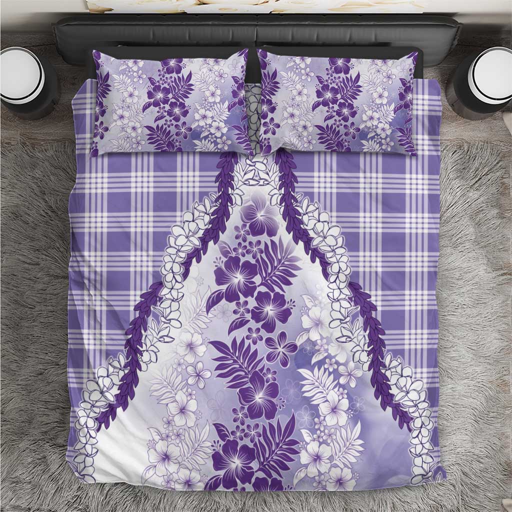 Aloha Hawaii Palaka Bedding Set Purple Plumeria Lei - Polynesian Pride