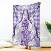 Aloha Hawaii Palaka Blanket Purple Plumeria Lei - Polynesian Pride