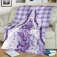 Aloha Hawaii Palaka Blanket Purple Plumeria Lei - Polynesian Pride