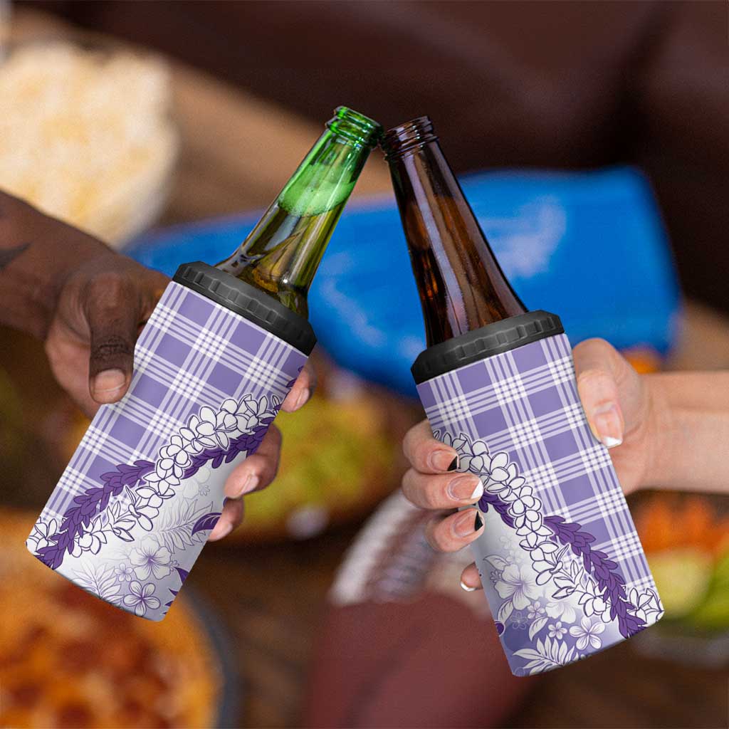 Aloha Hawaii Palaka 4 in 1 Can Cooler Tumbler Purple Plumeria Lei - Polynesian Pride