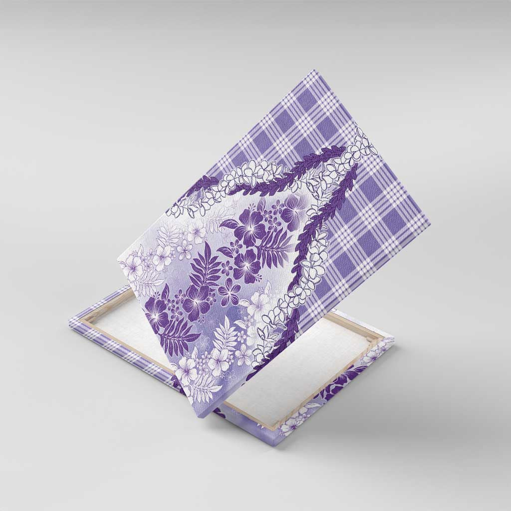 Aloha Hawaii Palaka Canvas Wall Art Purple Plumeria Lei - Polynesian Pride