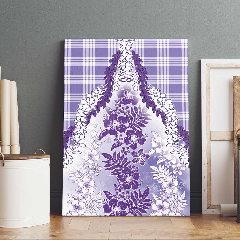 Aloha Hawaii Palaka Canvas Wall Art Purple Plumeria Lei - Polynesian Pride