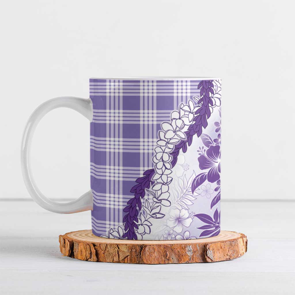 Aloha Hawaii Palaka Ceramic Mug Purple Plumeria Lei - Polynesian Pride