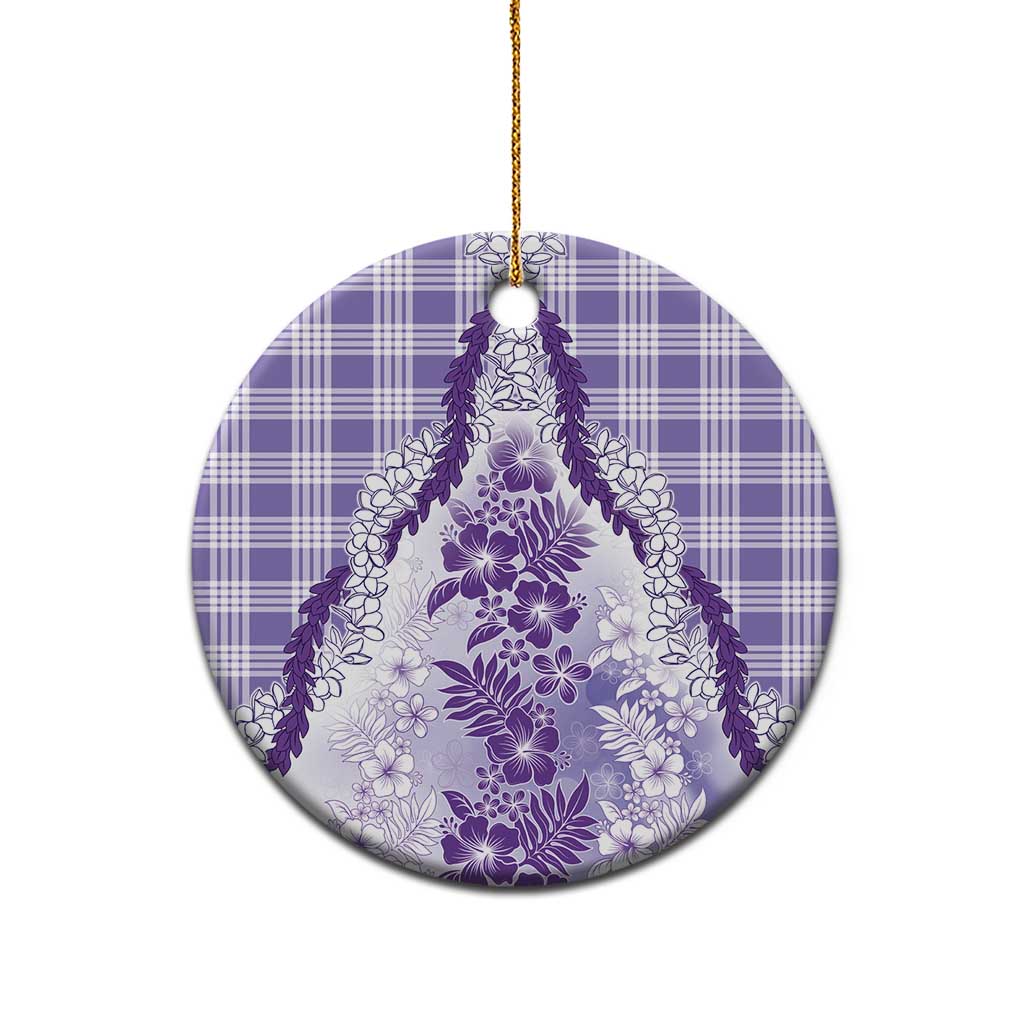 Aloha Hawaii Palaka Ceramic Ornament Purple Plumeria Lei - Polynesian Pride