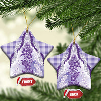 Aloha Hawaii Palaka Ceramic Ornament Purple Plumeria Lei - Polynesian Pride