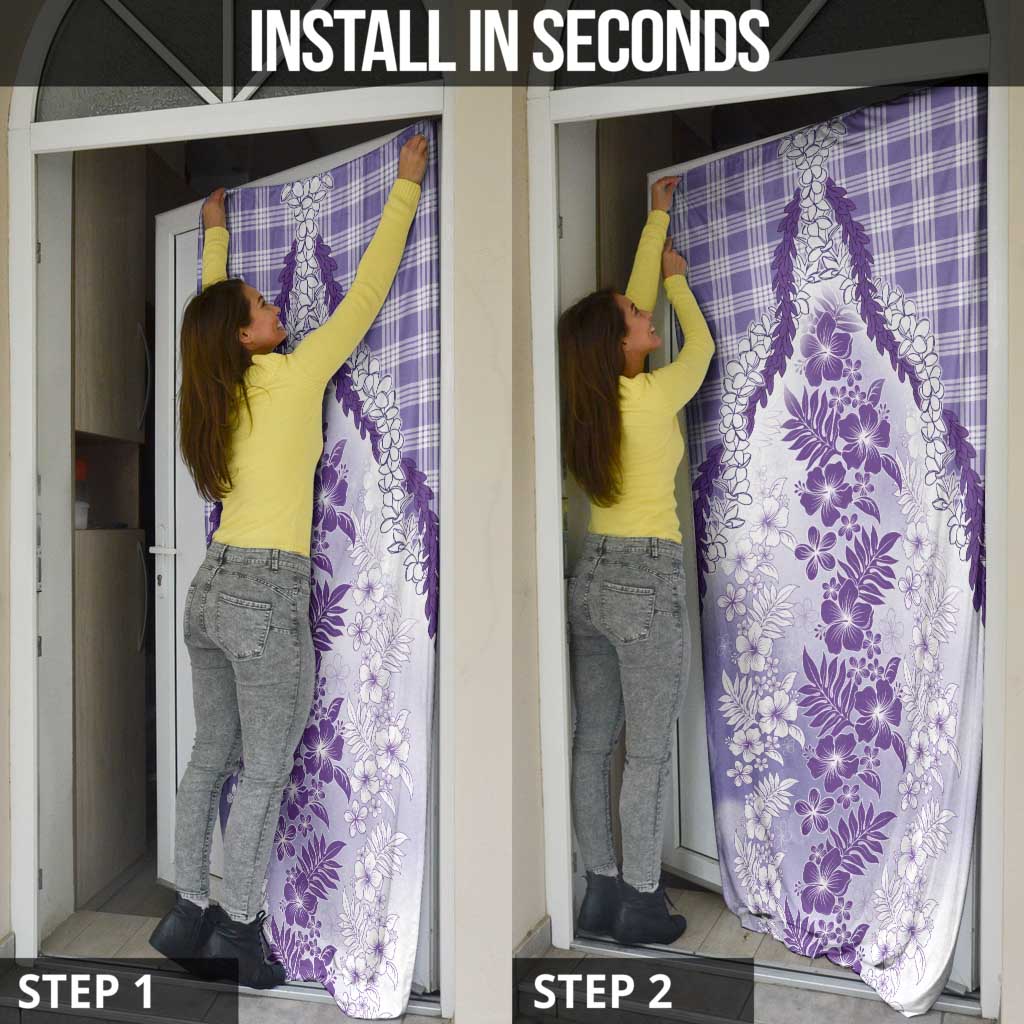 Aloha Hawaii Palaka Door Cover Purple Plumeria Lei - Polynesian Pride