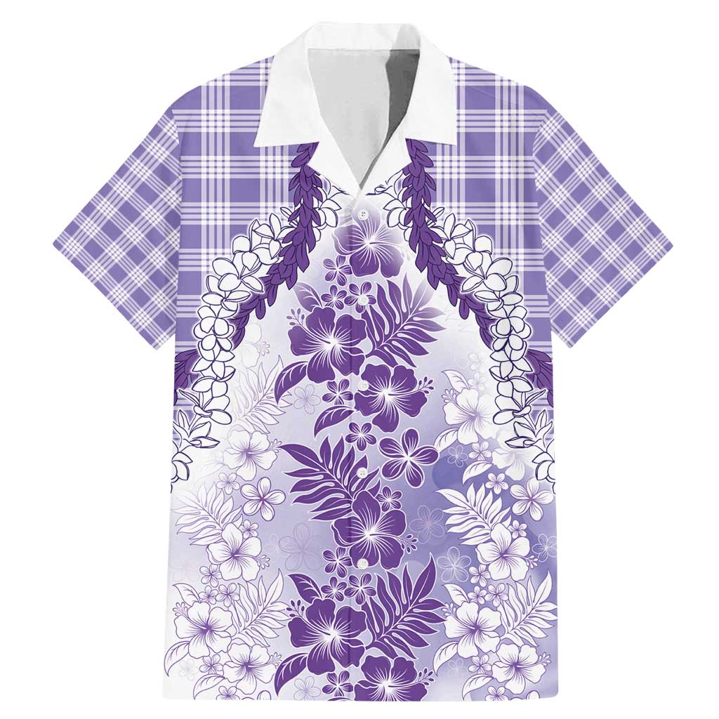 Aloha Hawaii Palaka Family Matching Mermaid Dress and Hawaiian Shirt Purple Plumeria Lei - Polynesian Pride