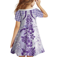 Aloha Hawaii Palaka Family Matching Off Shoulder Maxi Dress and Hawaiian Shirt Purple Plumeria Lei - Polynesian Pride