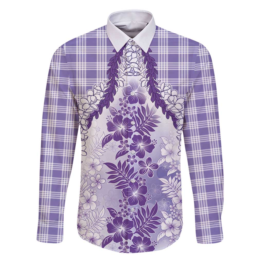 Aloha Hawaii Palaka Family Matching Puletasi and Hawaiian Shirt Purple Plumeria Lei - Polynesian Pride