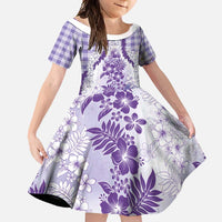 Aloha Hawaii Palaka Family Matching Summer Maxi Dress and Hawaiian Shirt Purple Plumeria Lei - Polynesian Pride