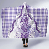Aloha Hawaii Palaka Hooded Blanket Purple Plumeria Lei - Polynesian Pride