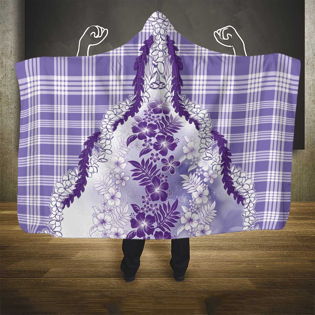 Aloha Hawaii Palaka Hooded Blanket Purple Plumeria Lei - Polynesian Pride