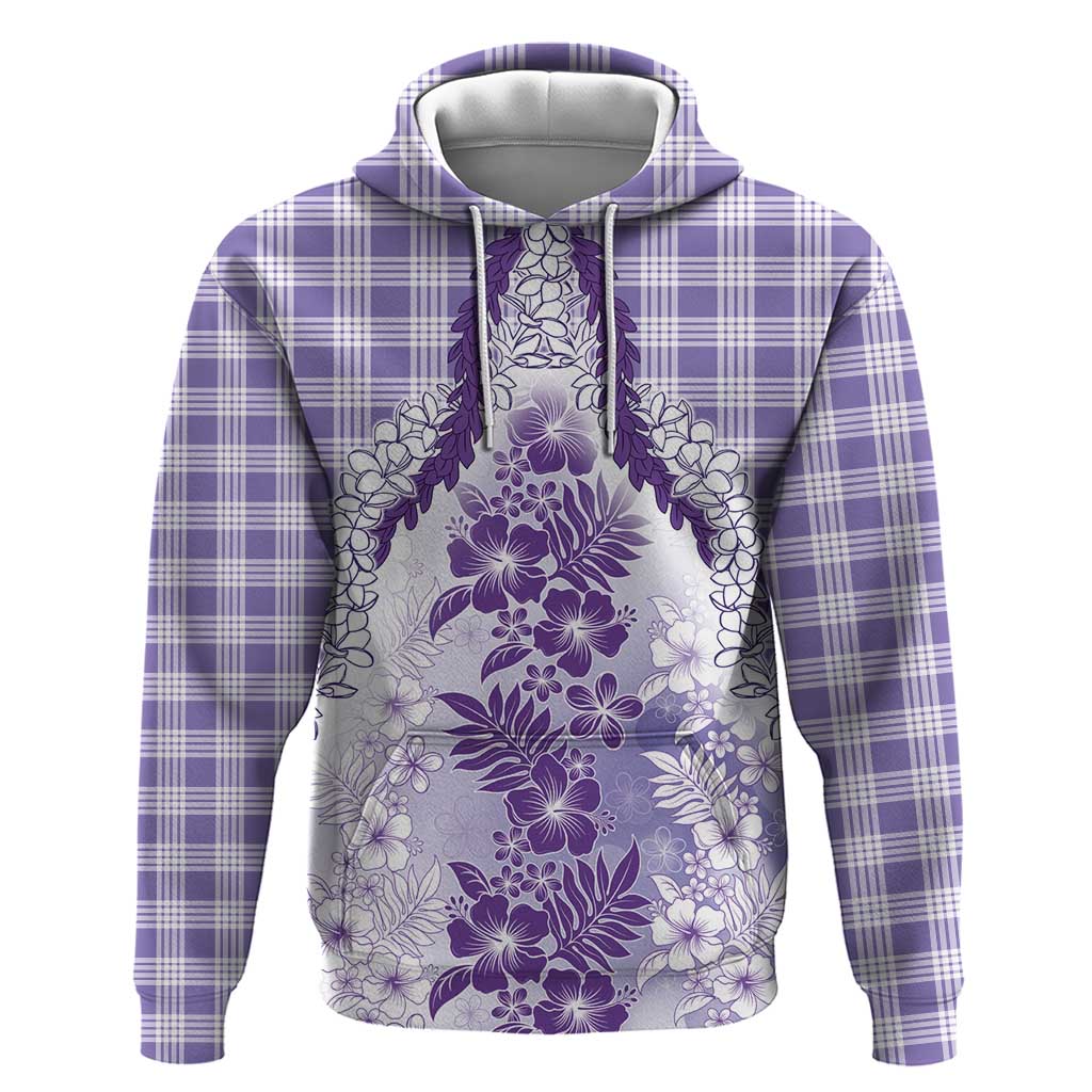 Aloha Hawaii Palaka Hoodie Purple Plumeria Lei - Polynesian Pride