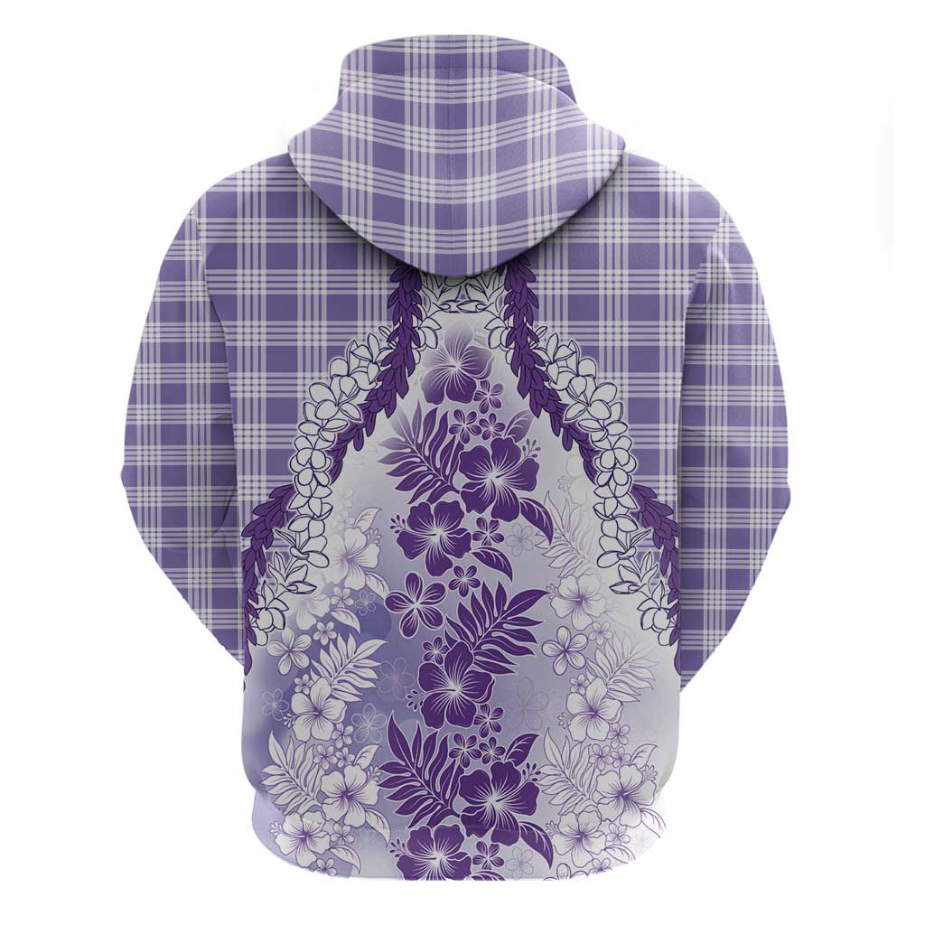 Aloha Hawaii Palaka Hoodie Purple Plumeria Lei - Polynesian Pride
