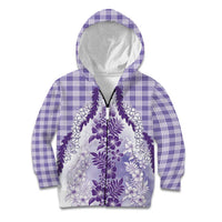 Aloha Hawaii Palaka Kid Hoodie Purple Plumeria Lei - Polynesian Pride