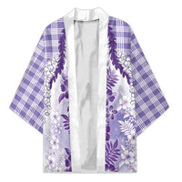 Aloha Hawaii Palaka Kimono Purple Plumeria Lei - Polynesian Pride