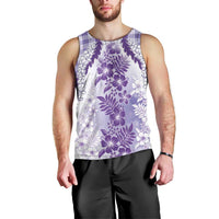 Aloha Hawaii Palaka Men Tank Top Purple Plumeria Lei - Polynesian Pride