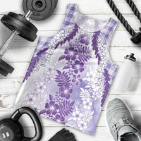 Aloha Hawaii Palaka Men Tank Top Purple Plumeria Lei - Polynesian Pride