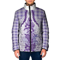 Aloha Hawaii Palaka Padded Jacket Purple Plumeria Lei - Polynesian Pride