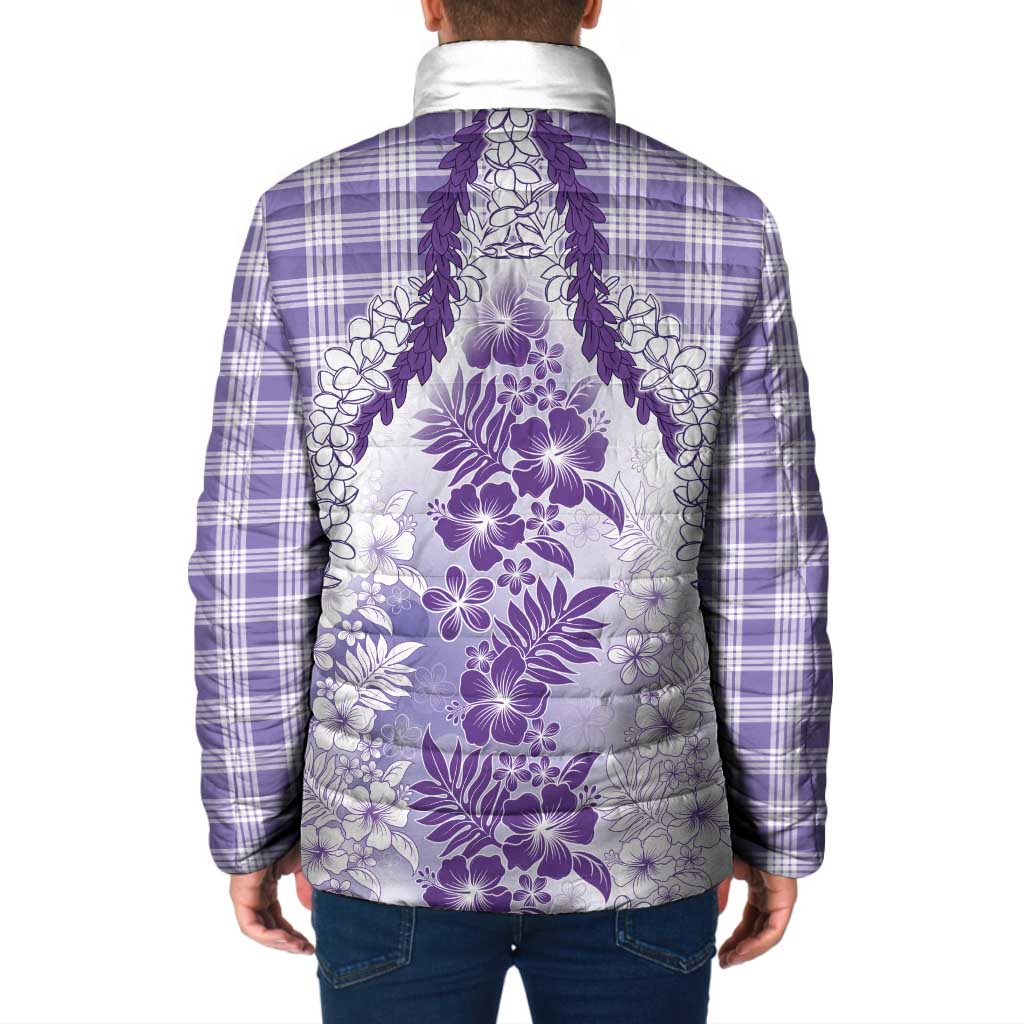 Aloha Hawaii Palaka Padded Jacket Purple Plumeria Lei - Polynesian Pride