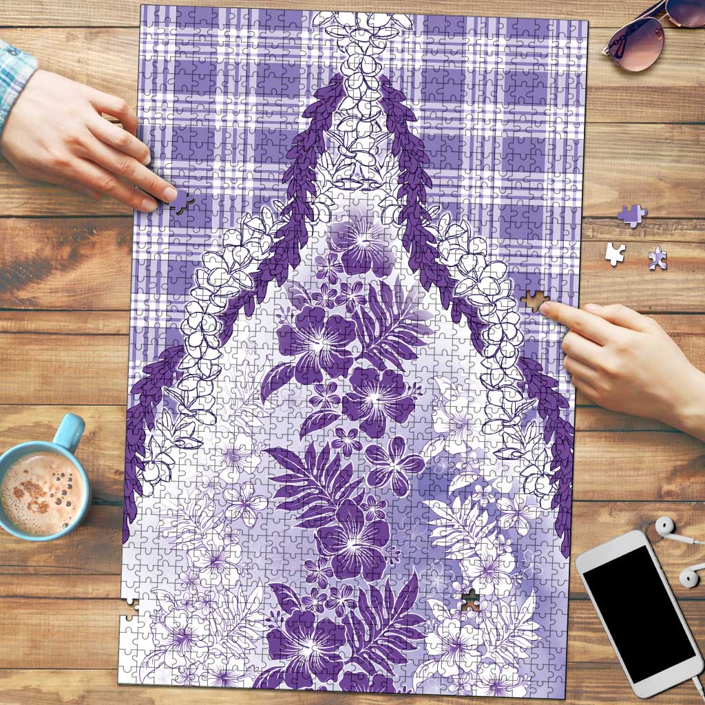 Aloha Hawaii Palaka Puzzle Purple Plumeria Lei - Polynesian Pride