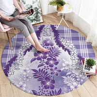 Aloha Hawaii Palaka Round Carpet Purple Plumeria Lei - Polynesian Pride