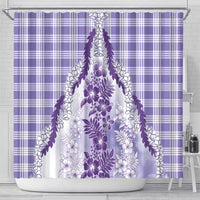 Aloha Hawaii Palaka Shower Curtain Purple Plumeria Lei - Polynesian Pride