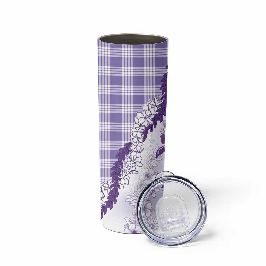 Aloha Hawaii Palaka Skinny Tumbler Purple Plumeria Lei - Polynesian Pride