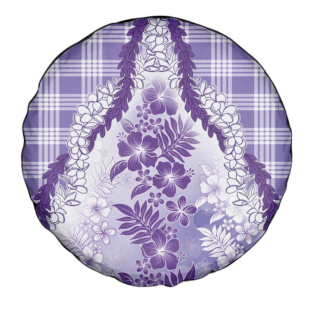 Aloha Hawaii Palaka Spare Tire Cover Purple Plumeria Lei - Polynesian Pride