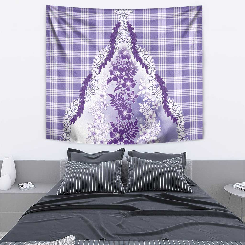 Aloha Hawaii Palaka Tapestry Purple Plumeria Lei - Polynesian Pride