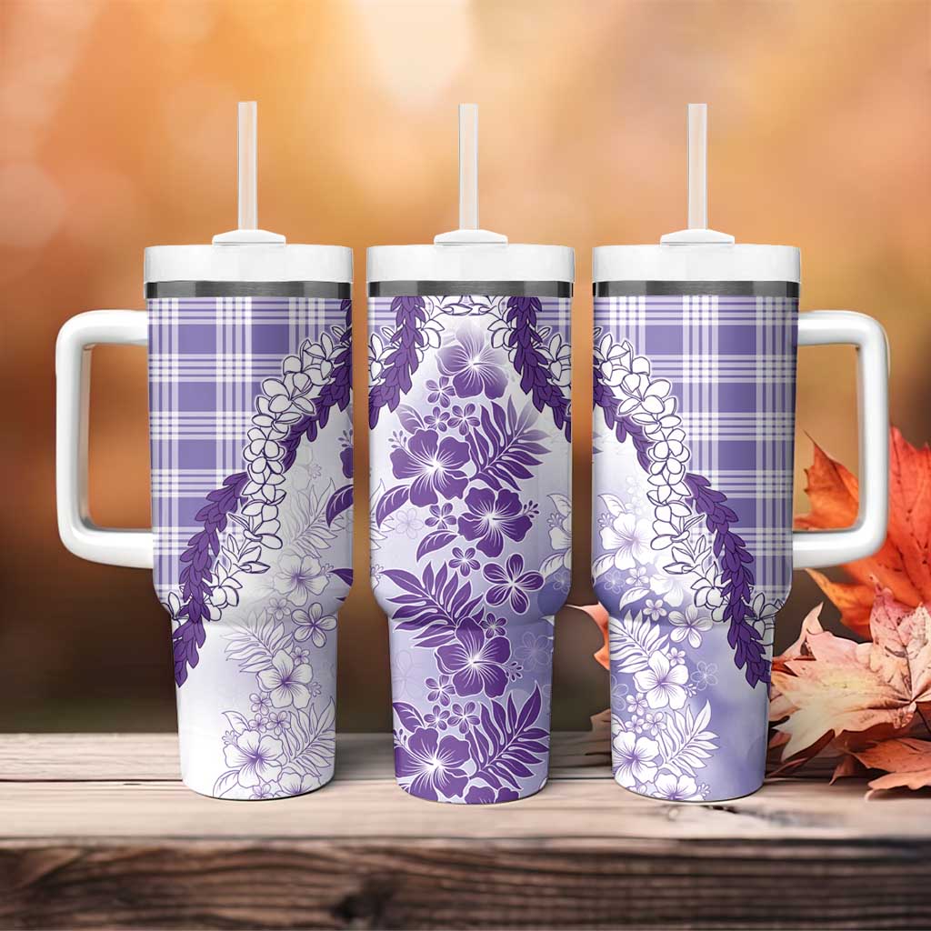 Aloha Hawaii Palaka Tumbler With Handle Purple Plumeria Lei - Polynesian Pride