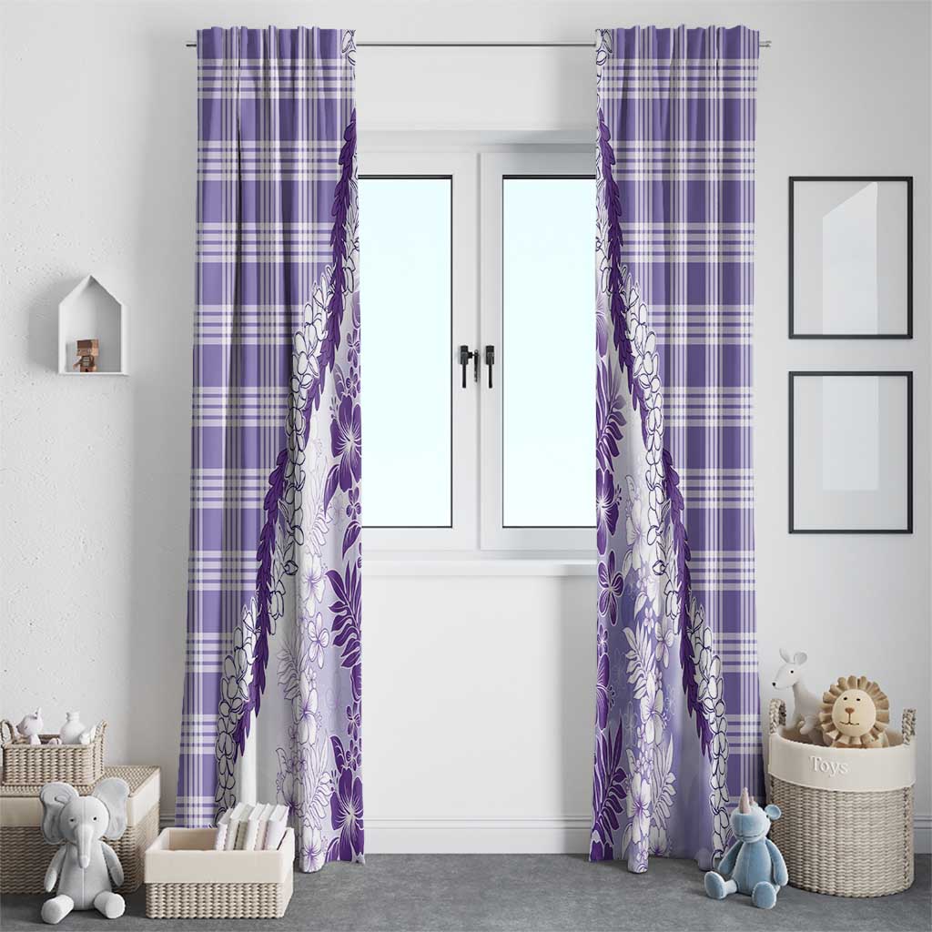 Aloha Hawaii Palaka Window Curtain Purple Plumeria Lei - Polynesian Pride