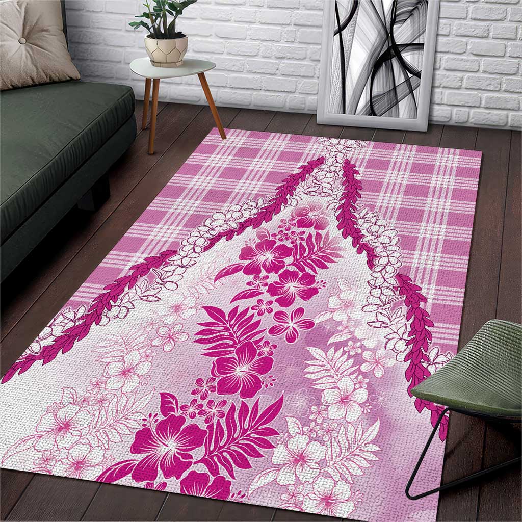 Aloha Hawaii Palaka Area Rug Pink Plumeria Lei - Polynesian Pride