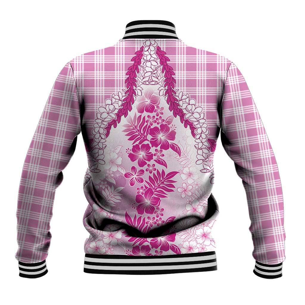 Aloha Hawaii Palaka Baseball Jacket Pink Plumeria Lei - Polynesian Pride