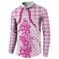 Aloha Hawaii Palaka Button Sweatshirt Pink Plumeria Lei - Polynesian Pride