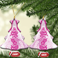 Aloha Hawaii Palaka Ceramic Ornament Pink Plumeria Lei - Polynesian Pride