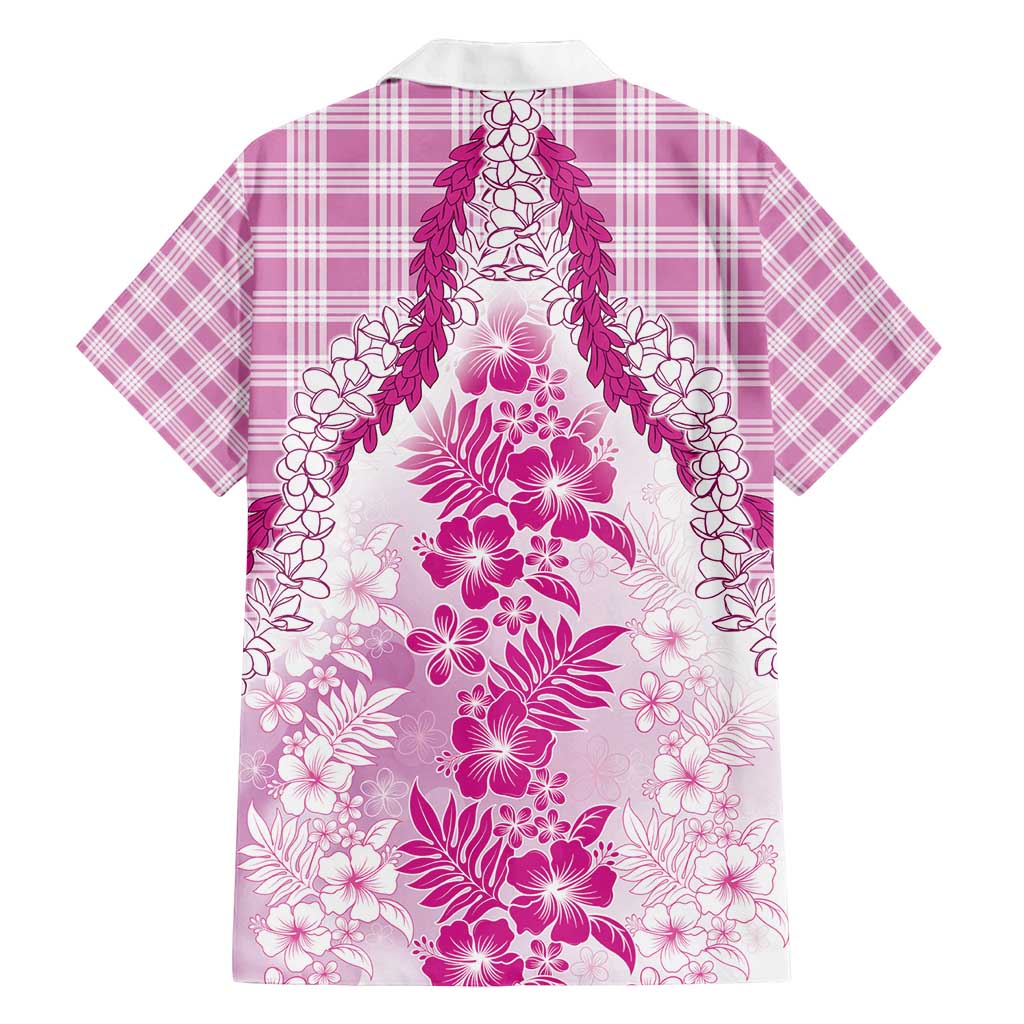 Aloha Hawaii Palaka Family Matching Long Sleeve Bodycon Dress and Hawaiian Shirt Pink Plumeria Lei - Polynesian Pride