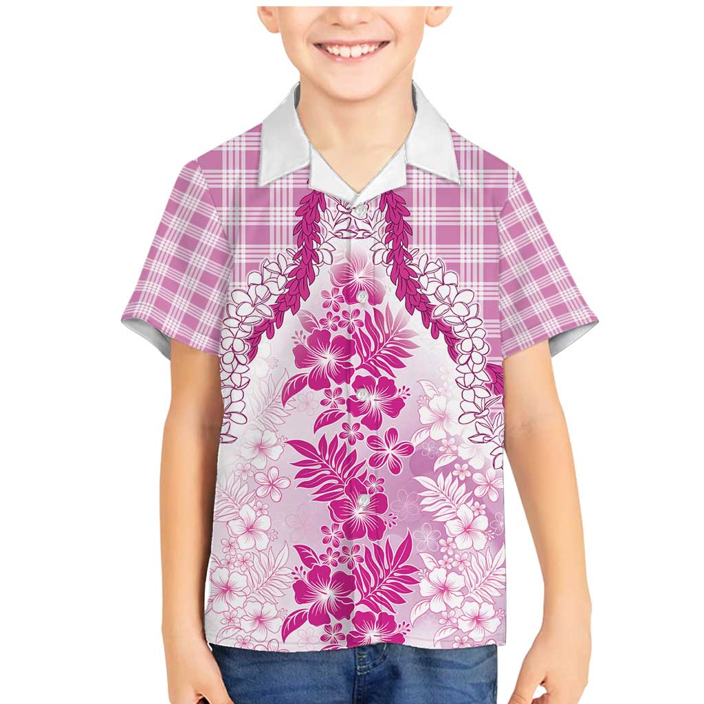 Aloha Hawaii Palaka Family Matching Mermaid Dress and Hawaiian Shirt Pink Plumeria Lei - Polynesian Pride