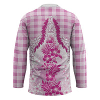 Aloha Hawaii Palaka Hockey Jersey Pink Plumeria Lei - Polynesian Pride