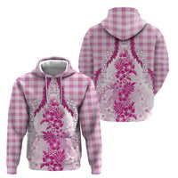 Aloha Hawaii Palaka Hoodie Pink Plumeria Lei - Polynesian Pride