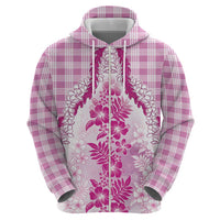 Aloha Hawaii Palaka Hoodie Pink Plumeria Lei - Polynesian Pride