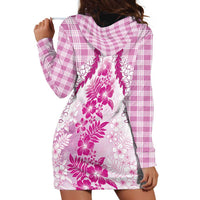 Aloha Hawaii Palaka Hoodie Dress Pink Plumeria Lei - Polynesian Pride